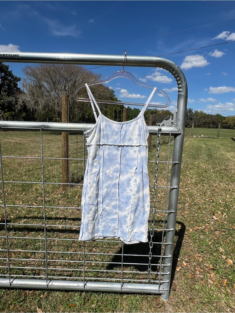 Light Blue Tie-Dye Spaghetti Strap Dress- Women